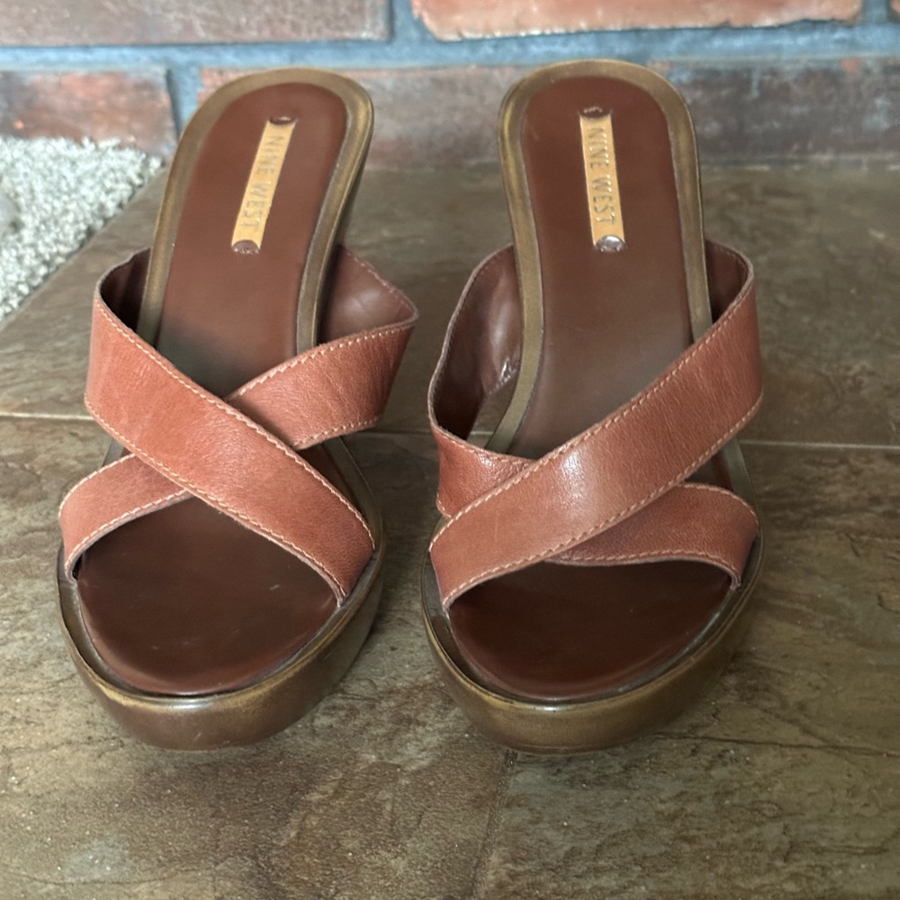 Brown Wedge Sandals - Picture 3 of 9